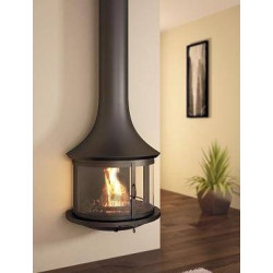 Plieninis židinys Bordelet Lea 998, sieninis, su stiklu