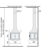 Plieninis židinys Bordelet Lea 998, sieninis, su stiklu