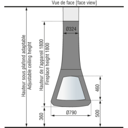 Plieninis židinys Bordelet Calista 917, centrinis