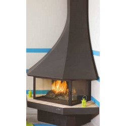 Plieninis židinys Bordelet Julietta 985, kampinis, su stiklu