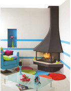 Plieninis židinys Bordelet Julietta 985, kampinis, su stiklu