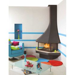 Plieninis židinys Bordelet Julietta 985, kampinis, su stiklu