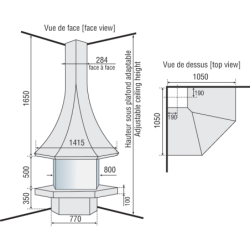 Plieninis židinys Bordelet Julietta 985, kampinis, su stiklu