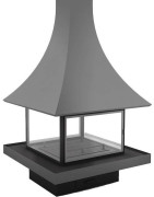 Plieninis židinys Bordelet Julietta 985, centrinis, su stiklu