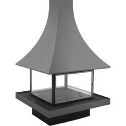 Plieninis židinys Bordelet Julietta 985, centrinis, su stiklu