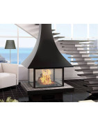 Plieninis židinys Bordelet Julietta 985, centrinis, su stiklu