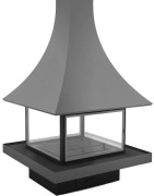 Plieninis židinys Bordelet Julietta 985, centrinis, su stiklu