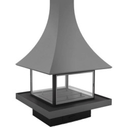 Plieninis židinys Bordelet Julietta 985, centrinis, su stiklu