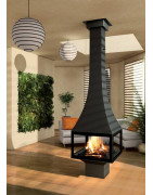 Plieninis židinys Bordelet Julietta 985, centrinis, su stiklu