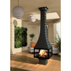 Plieninis židinys Bordelet Julietta 985, centrinis, su stiklu