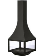 Plieninis židinys Bordelet Julietta 985, centrinis, su stiklu