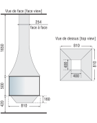 Plieninis židinys Bordelet Julietta 985, centrinis, su stiklu