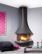 Plieninis židinys Bordelet Eva 992, kampinis, su stiklu