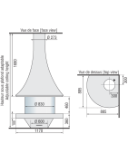 Plieninis židinys Bordelet Eva 992, kampinis, su stiklu