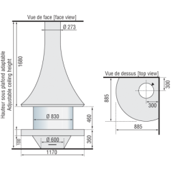 Plieninis židinys Bordelet Eva 992, kampinis, su stiklu