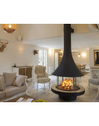 Plieninis židinys Bordelet EVA 992, centrinis, su stiklu