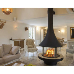 Plieninis židinys Bordelet EVA 992, centrinis, su stiklu