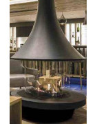 Plieninis židinys Bordelet Eva 992, centrinis, su stiklu