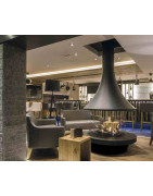 Plieninis židinys Bordelet Eva 992, centrinis, su stiklu