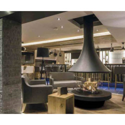 Plieninis židinys Bordelet Eva 992, centrinis, su stiklu