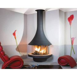 Plieninis židinys Bordelet Eva 992, sieninis, su stiklu