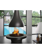 Plieninis židinys Bordelet Alexia 995, centrinis, su stiklu