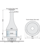 Plieninis židinys Bordelet Alexia 995, centrinis, su stiklu