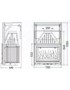 Ketinis židinio ugniakuras Invicta Grande Vision 700, 14 kW