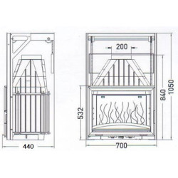 Ketinis židinio ugniakuras Invicta Grande Vision 700, 14 kW