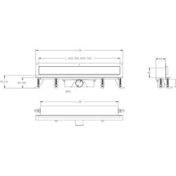 Sieninis dušo latakas Vogi ABS, grotelės su įklijuojama plytele