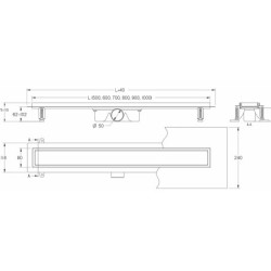 Dušo latakas Vogi ABS DUO Premium, auksinis, 800 mm