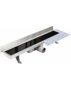 Dušo latakas Vogi ABS, juodo grūdinto stiklo, sieninis, 600 mm