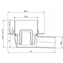 Dušo trapas Vogi, horizontalus, 105x105 mm