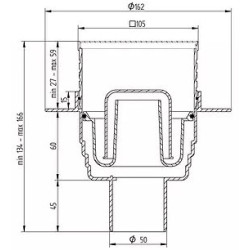 Dušo trapas Vogi, horizontalus dvigubas, 105x105 mm