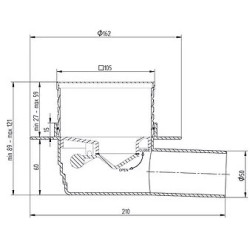 Dušo trapas Vogi, horizontalus, 105x105 mm