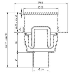 Dušo trapas Vogi Evo, vertikalus, 105x105 mm