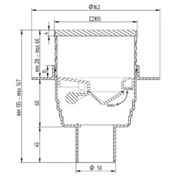 Dušo trapas Vogi Evo, vertikalus, 105x105 mm