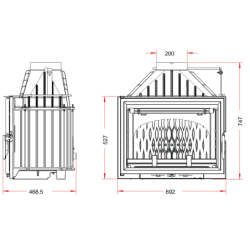 Ketinis židinio ugniakuras Invicta Grande Vision 700, 12 kW