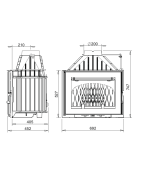 Ketinis židinio ugniakuras Invicta Grand Angle 700, 12 kW