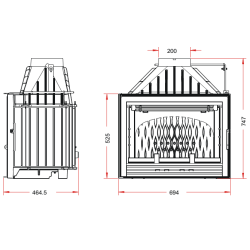 Ketinis židinio ugniakuras Invicta Compact, su sklende, 18 kW