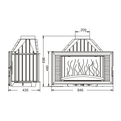 Ketinis židinio ugniakuras Invicta Horizontal 840, 14 kW