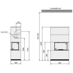 Plieninis židinys Nibe Contura i41T, juodas, su muilo akmeniu
