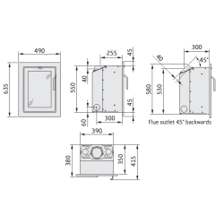 Židinio įdėklas Nibe I-4, juodas, 3 - 5 kW
