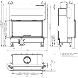 Plieninis židinio ugniakuras Romotop KV HEAT H3LF01, 12 kW