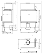 Plieninis židinio ugniakuras Romotop HR2SY23, kampinis, 7.5 kW