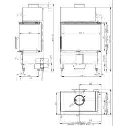 Plieninis židinio ugniakuras Romotop HR2SY23, kampinis, 7.5 kW