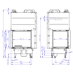 Plieninis židinio ugniakuras Romotop HL3LE21, 3.3 - 8.4 kW