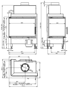 Plieninis židinio ugniakuras Romotop HL2SG21, kampinis, 9 kW