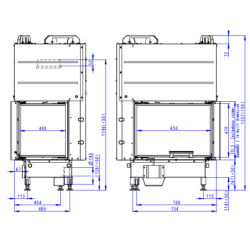 Plieninis židinio ugniakuras Romotop HR3LG21, 3.5 - 9 kW