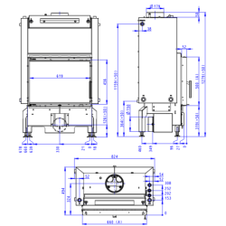 Plieninis židinio ugniakuras Romotop Dynamic DW2M01, iki 15.2 kW